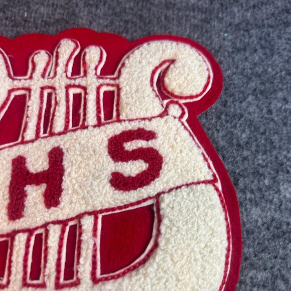 Vtg Marching Band Letterman Jacket Badge Varsity School Lyre Red White YHS 1930s - Picture 8 of 9